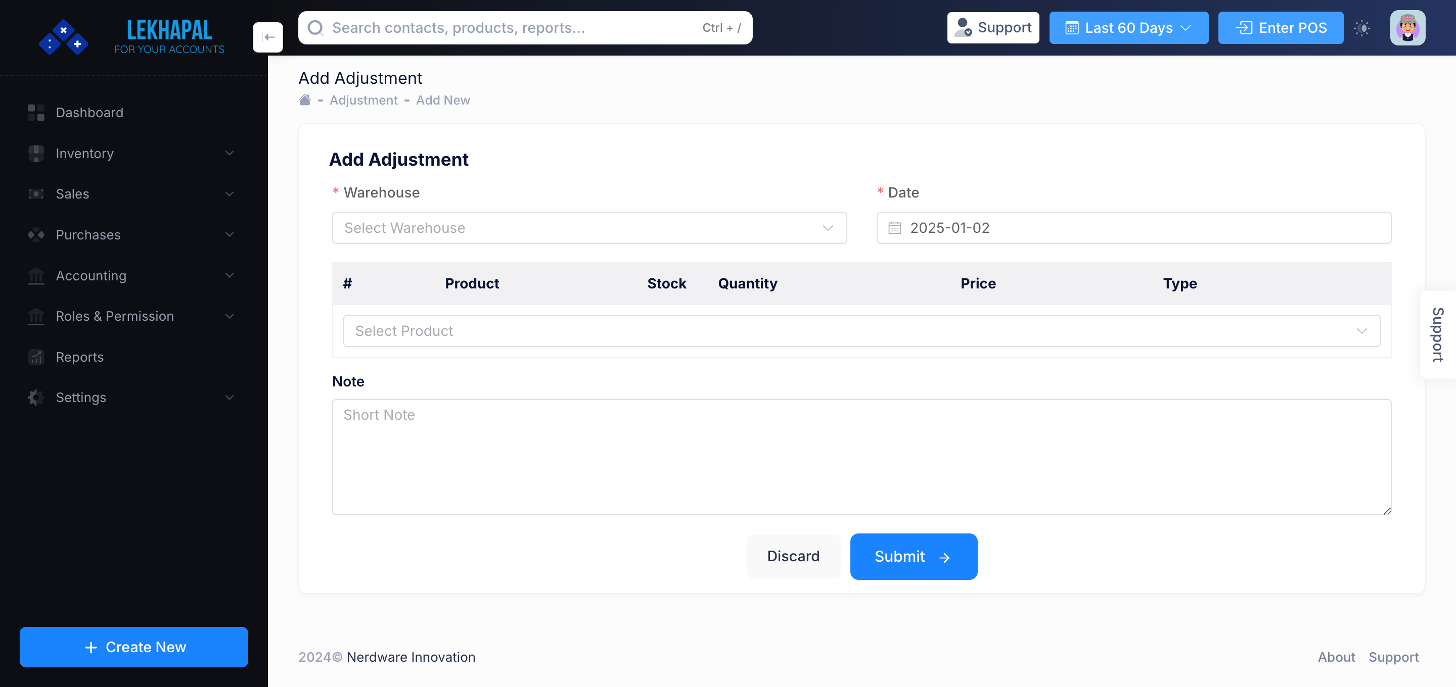 Add_Adjustment Module Screenshot